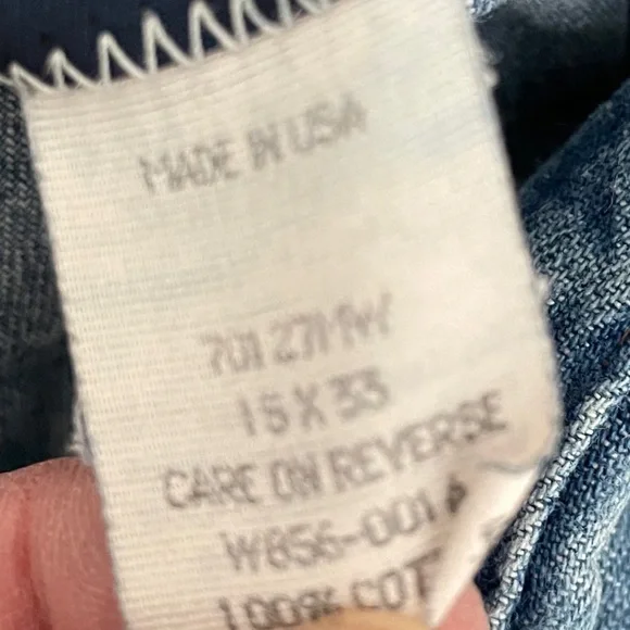 VINTAGE Wrangler denim button down shirt regular fit x-long tails size 1… - Picture 8 of 8